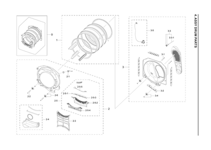 Part Location Diagram of DC97-15984D Samsung Front Drum Assembly