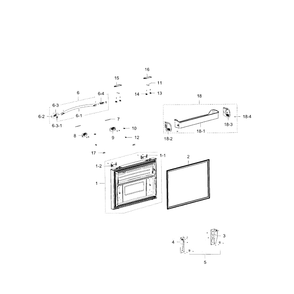 Freezer Door Diagram and Parts List for RFG238AARS XAA-02 Samsung Refrigerator