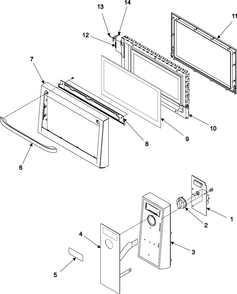 Control Panel/door Assembly Diagram and Parts List for MT1044CB XAA Samsung Microwave