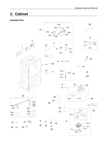 Part Location Diagram of DA97-18412A Samsung Hinge Assembly (Middle/Right)