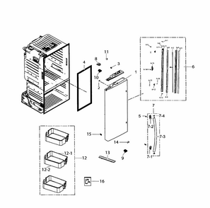 Left Door Diagram and Parts List for RF220NCTABC AA-0001 Samsung Refrigerator