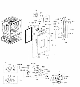 Left Door Diagram and Parts List for RF28HFEDTBC AA-0007 Samsung Refrigerator