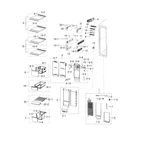 Freezer Diagram and Parts List for RH22H9010SR AA-0000 Samsung Refrigerator