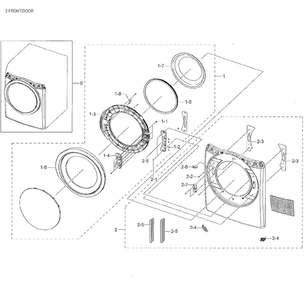 Frame Front & Door Diagram and Parts List for DV42H5000GW A3-0003 Samsung Dryer