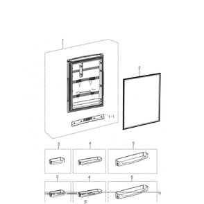 Refrigerator Door Diagram and Parts List for RB194ACRS XAC-00 Samsung Refrigerator