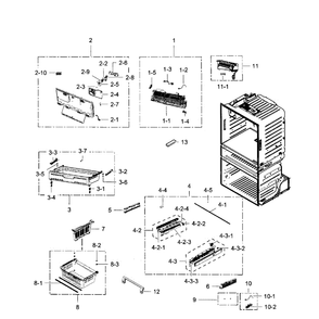 Freezer Diagram and Parts List for RF28HMEDBSR AA-0009 Samsung Refrigerator