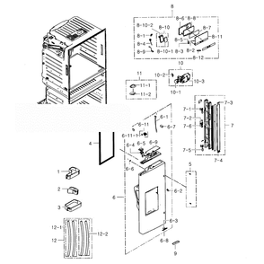 Refrigerator Door L Diagram and Parts List for RF25HMEDBWW AA-01 Samsung Refrigerator