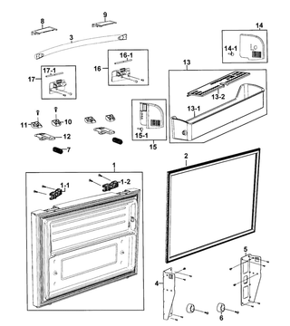 Freezer Door Diagram and Parts List for RF266AERS XAA-00 Samsung Refrigerator
