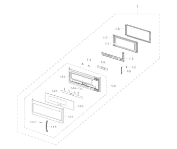 Door Diagram and Parts List for ME21K7010DG AA-0000 Samsung Microwave