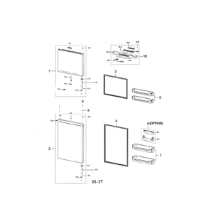 Part Location Diagram of DA91-04685C Samsung Assembly DOOR FOAM-REF;RT6500M,18CF,SNOW White