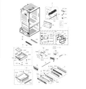 Freezer Diagram and Parts List for RF263TEAEBC AA-0003 Samsung Refrigerator