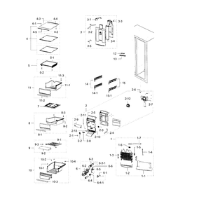Fridge Diagram and Parts List for RH30H9500SR AA-0001 Samsung Refrigerator