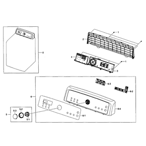 Control Panel Diagram and Parts List for DV484ETHAWR A1-01 Samsung Dryer