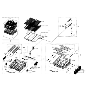 Baskets Diagram and Parts List for DW80H9950US AA-01 Samsung Dishwasher