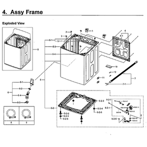 Frame Assembly Diagram and Parts List for WA5471ABW XAA-01 Samsung Washer
