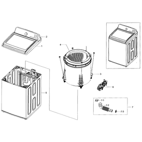 Main Assembly Diagram and Parts List for WA48J7700AW A2-02 Samsung Washer