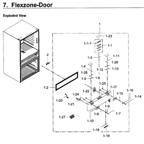 Flexzone Door Diagram and Parts List for RF30KMEDBSR AA-0001 Samsung Refrigerator