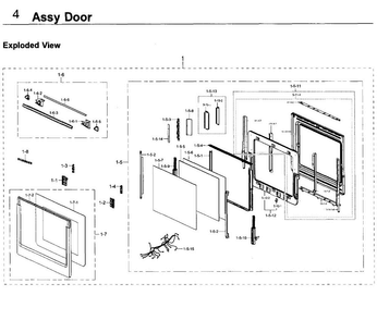 Door Asy Diagram and Parts List for NV51K7770DG AA-0000 Samsung Wall Oven