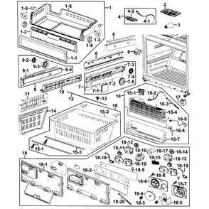 Freezer Diagram and Parts List for RF267AZPN XAA-0000 Samsung Refrigerator