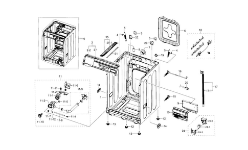 Frame & Cover Parts Diagram and Parts List for WF330ANW XAA-0001 Samsung Washer