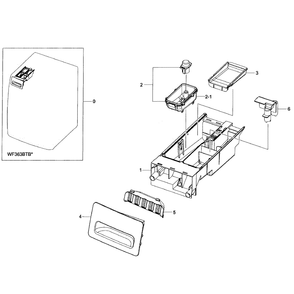 Drawer Assembly Diagram and Parts List for WF363BTBEUF A2-01 Samsung Washer