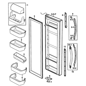 Right Door Diagram and Parts List for RS2630SW XAA-0000 Samsung Refrigerator