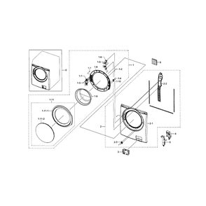 Frame Front And Door Diagram and Parts List for WF330ANW XAA-0001 Samsung Washer