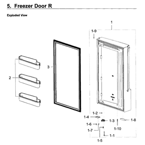 Freezer Door R Diagram and Parts List for RF28K9580SG AA-0001 Samsung Refrigerator