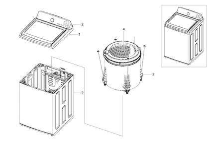 Main Assy Diagram and Parts List for WA422PRHDWR AA-0000 Samsung Washer