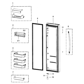 Right Door Diagram and Parts List for RSG307AABP XAA-01 Samsung Refrigerator