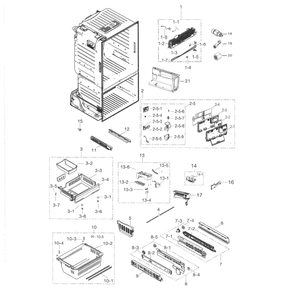 Freezer Diagram and Parts List for RF263TEAEBC AA-03 Samsung Refrigerator