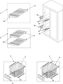 Freezer Shelves Diagram and Parts List for RS255BASB XAA Samsung Refrigerator