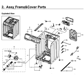 Frame And Cover Diagram and Parts List for WF45M5100AW A5-00 Samsung Washer