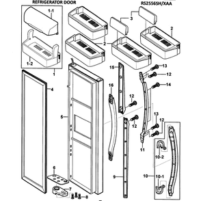 Right Door Diagram and Parts List for RS2556SH XAA-0000 Samsung Refrigerator