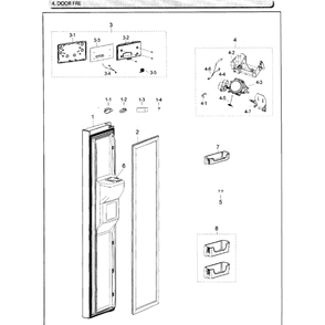Freezer Door Diagram and Parts List for RS25J500DWW AA-01 Samsung Refrigerator