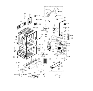 Cabinet Diagram and Parts List for RF28HFEDTWW AA-01 Samsung Refrigerator