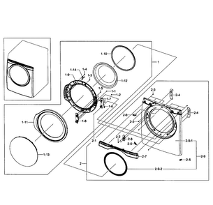 Front Asy Diagram and Parts List for DV431AEW XAA-002 Samsung Dryer