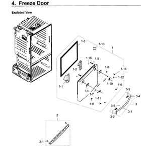 Freezer Door Diagram and Parts List for RF28HDEDPWW AA-04 Samsung Refrigerator