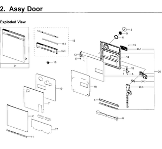 Part Location Diagram of DD59-01002A Samsung Detergent Dispenser