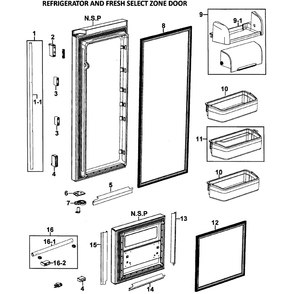 Right Doors Diagram and Parts List for RM255LASH XAA-00 Samsung Refrigerator