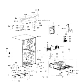 Cabinet Diagram and Parts List for RF32FMQDBSR AA-06 Samsung Refrigerator