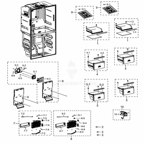 Freezer Diagram and Parts List for RF22K9381SR (AA)(0005) Samsung Refrigerator