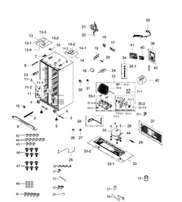 Cabinet Diagram and Parts List for RH25H5611BC AA-0001 Samsung Refrigerator