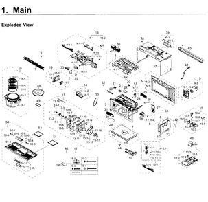 Main Asy Diagram and Parts List for MC17J8000CG AA-0000 Samsung Microwave