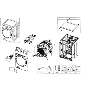 Main Section Diagram and Parts List for WF520ABW XAA-05 Samsung Washer