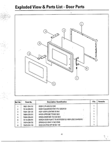Door Parts Diagram and Parts List for MW3580T XAA Samsung Microwave