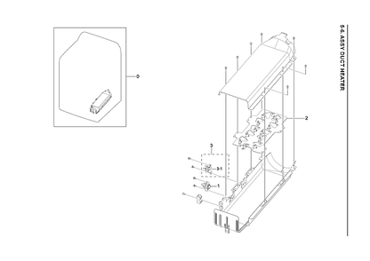 Heater Duct Parts Diagram and Parts List for DVE45T3400W A3-00 Samsung Dryer