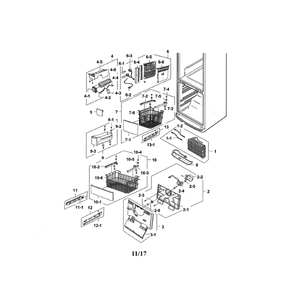 Part Location Diagram of DA63-02568A Samsung COVER-EVAP FRONT;W2-05,P