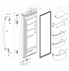 Refrig R Door Diagram and Parts List for RF217ACBP XAA-0000 Samsung Refrigerator