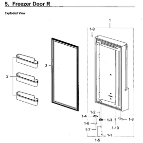 Freezer Door R Diagram and Parts List for RF28K9380SR AA-02 Samsung Refrigerator
